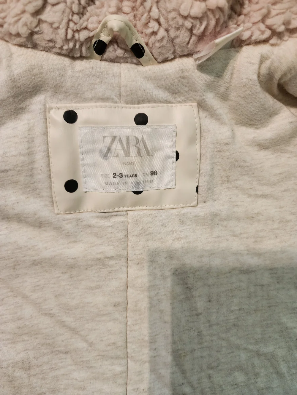 Zara Cream Hooded Polka Dot Raincoat